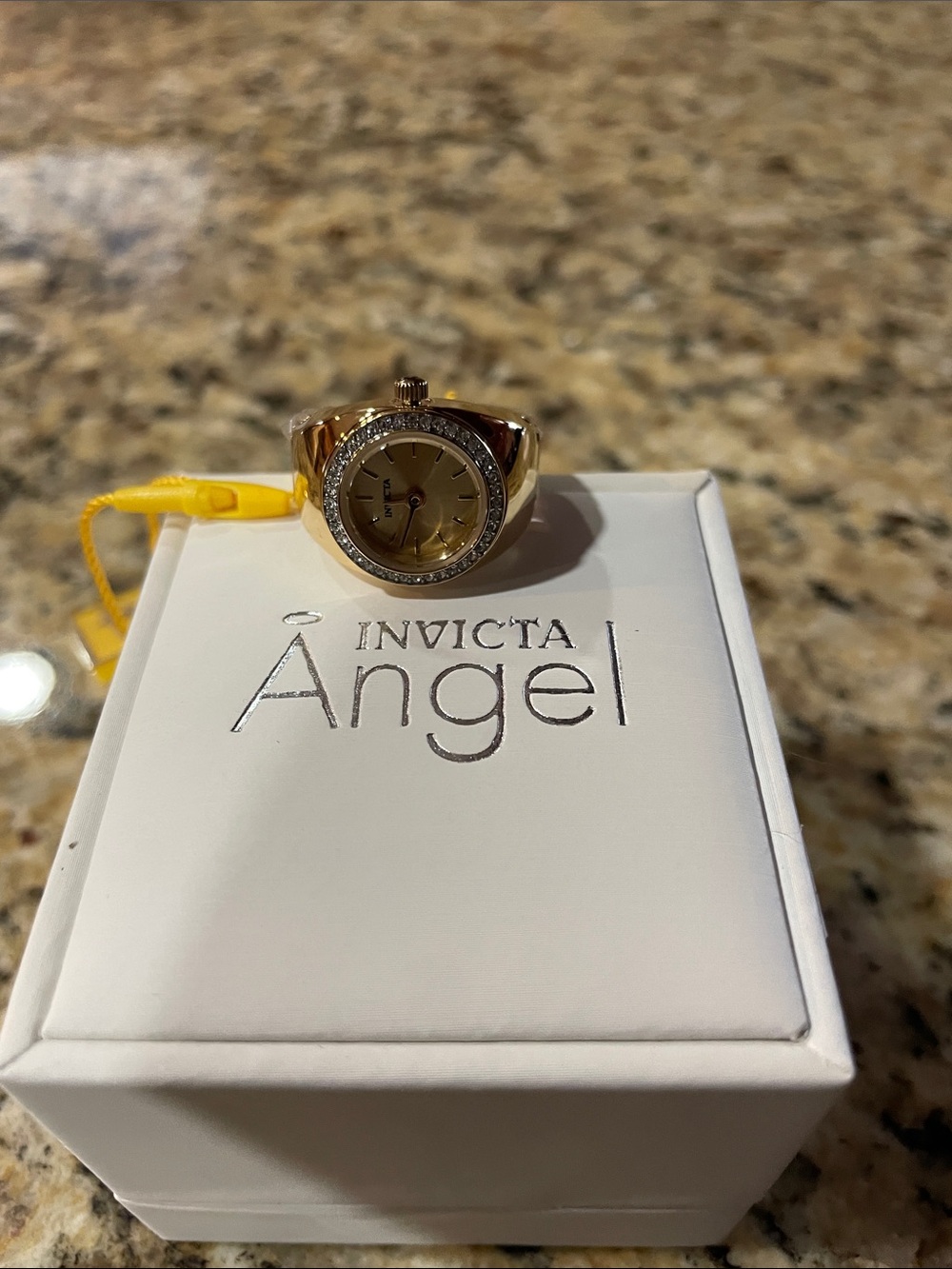 Invicta Angel Gold-Tone Crystal Accent Ring Watch